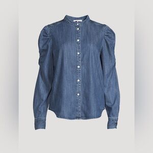 FRAME Frankie Puff-Sleeve Denim Shirt Size Medium